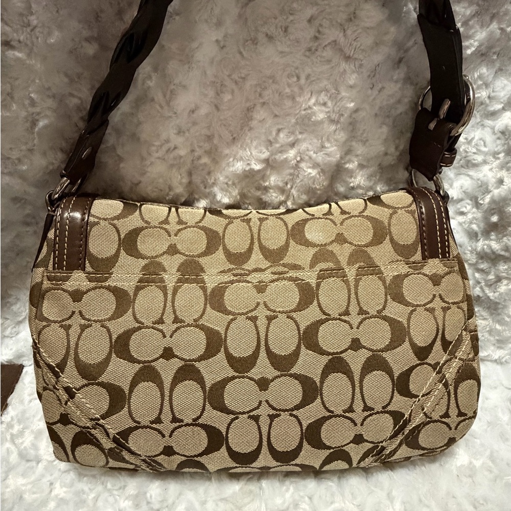Vintage Coach Tan Brown signature turnlock braided leather strap Shoulder Bag - Picture 3 of 10